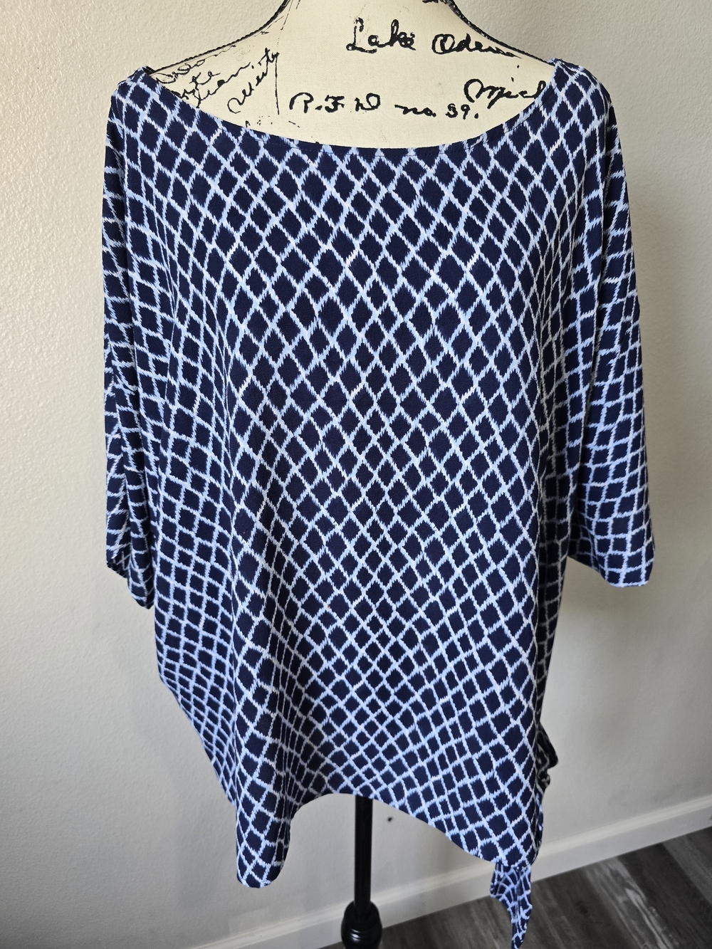 MICHAEL Michael KORS Women's Shore Blue Printed Tie-hem Blouse Shirt Top 3X